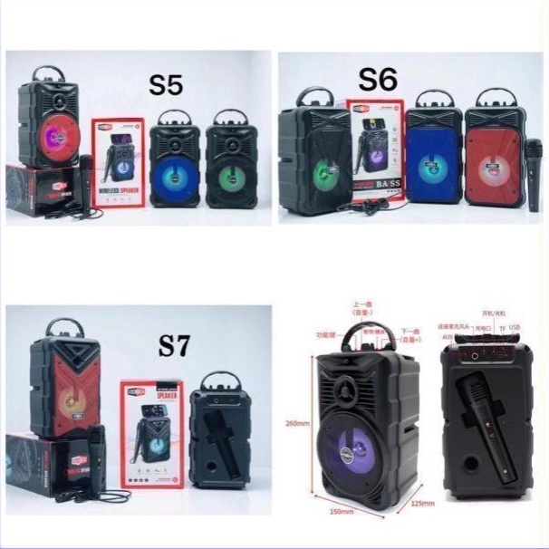 SPEAKER SOONBOX S5 S6 S7 + MIC KARAOKE BLUETOOTH 25CM WIRELESS SPEAKER PORTABLE SPEAKER MUSIC BOX BLUETOOTH