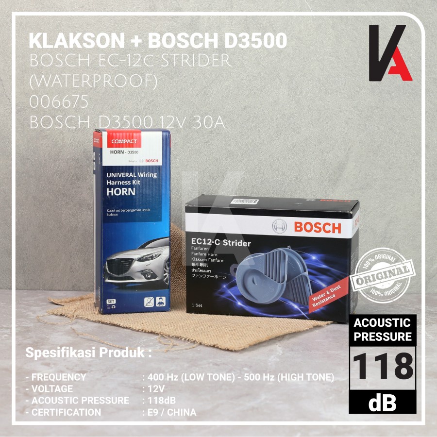 KLAKSON MOBIL MOTOR BOSCH STRIDER EC-12C WATERPROOF DENGAN KABEL RELAY D3500