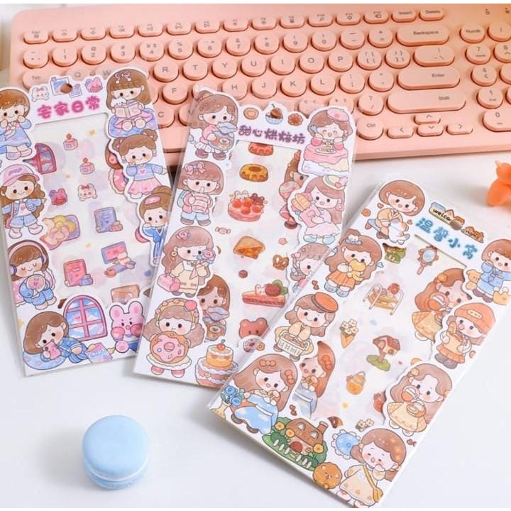 PAOPAO Stiker Import isi 4 Lembar Happy Fun People Orang Kartun Cute Scrapbook