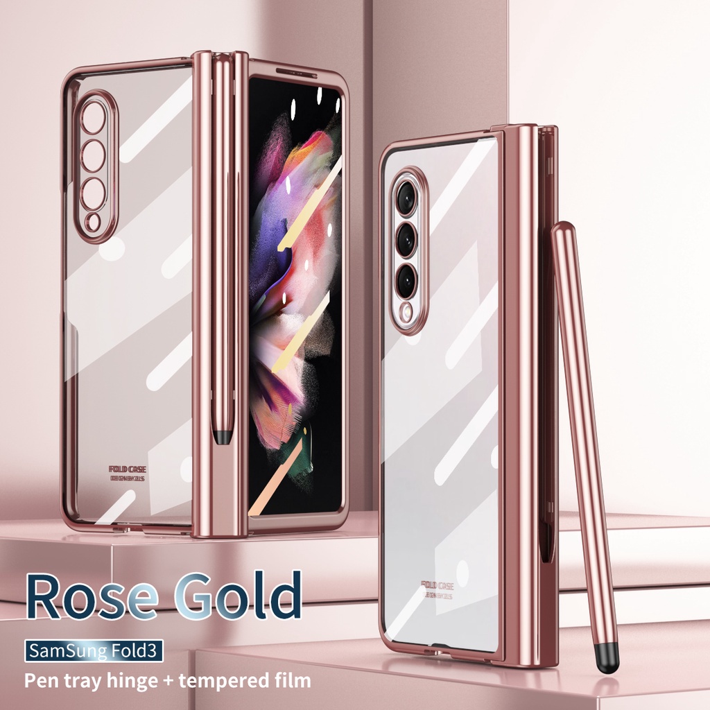 Hard Case Frosted Pen Tray Hinge Tempered Glass With Stylus S Pen Glass Samsung Galaxy Z Fold 3