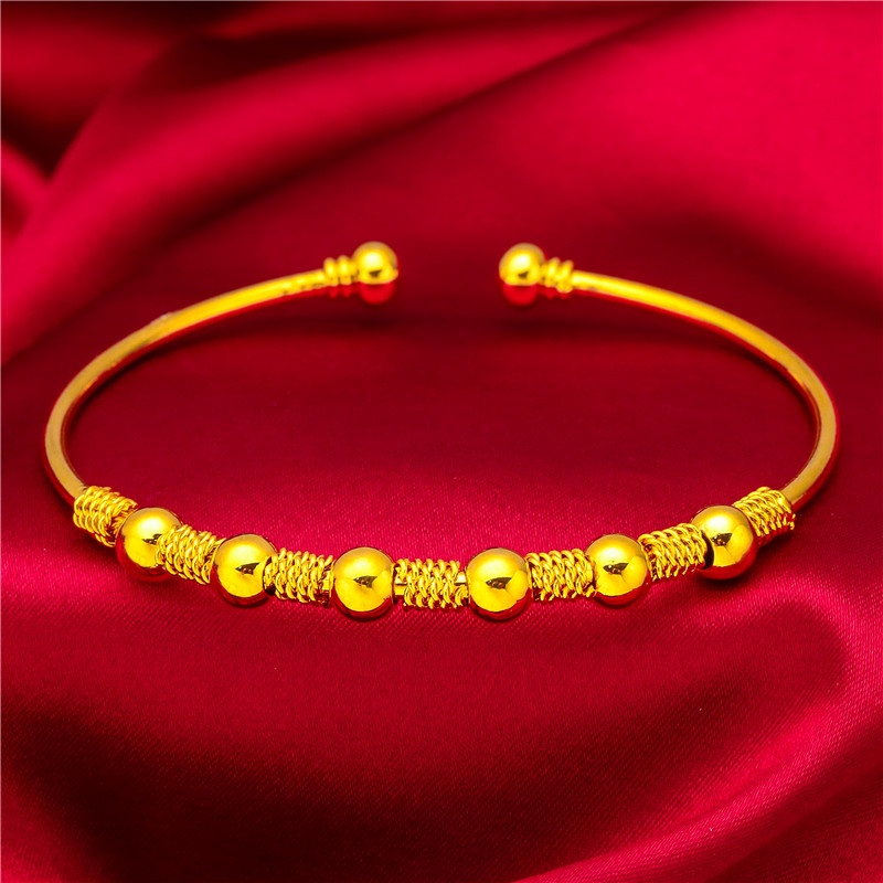 Goldkingdom Perhiasan Fashion Emas Asli Kadar 375 Bangkok Aksesoris Ready Stock Semangka Manik Benang Manik Wanita Adjustable Gelang Gaya Sederhana