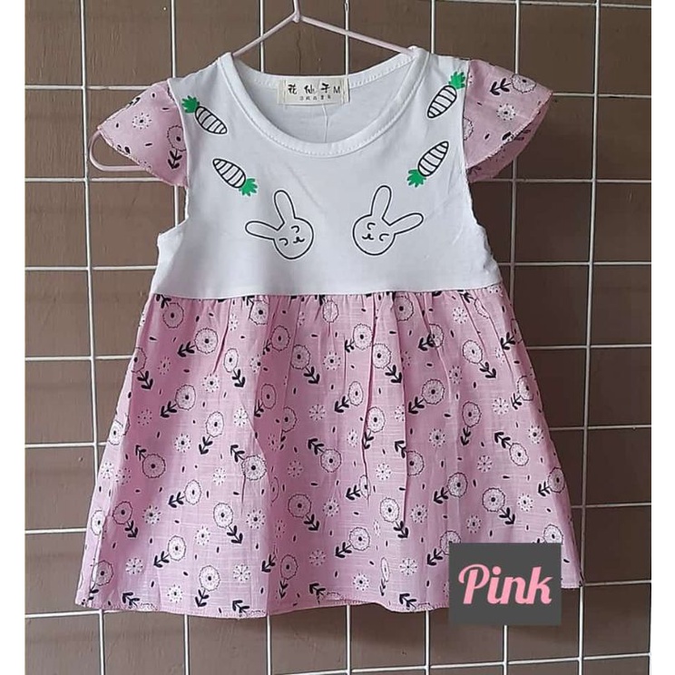 Dress bayi perempuan bahan katun import untuk usia (1-10 bulan)