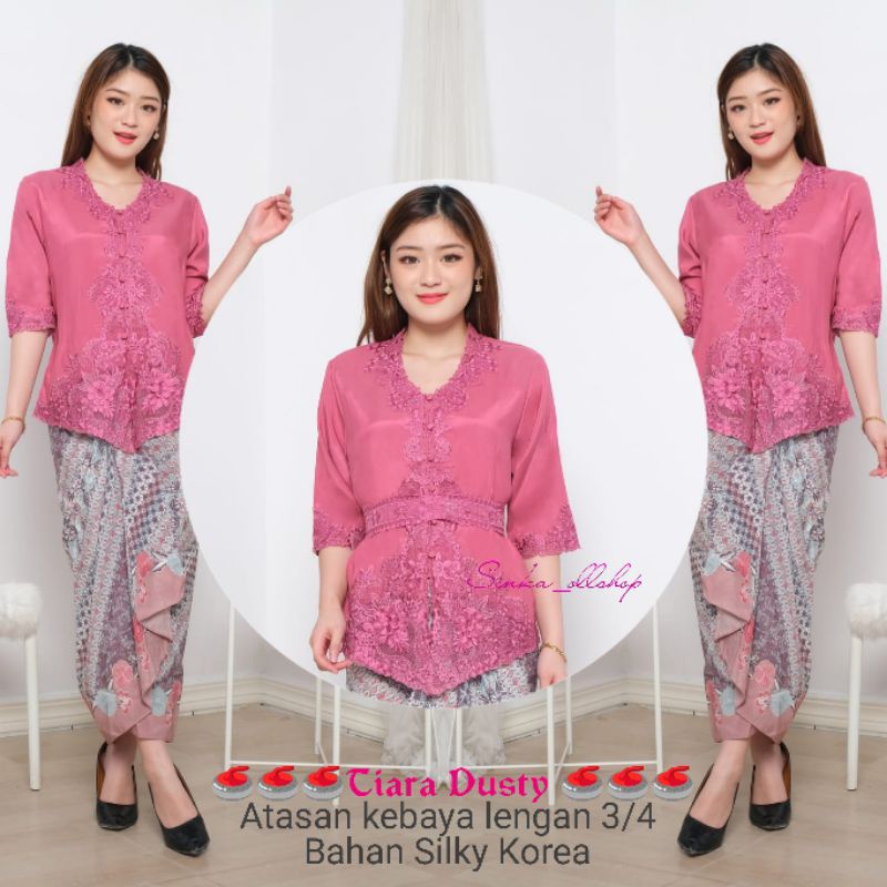 Atasan Tradisional Nusantara Kebaya Encim Brukat Bordir Senada Modern