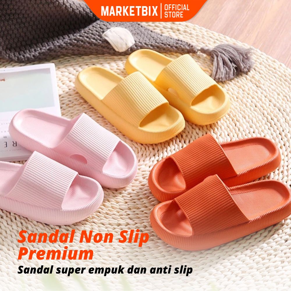 MARKETBIX Sandal Karet import Tebal Sandal Slop Rumah Anti Slip Santai Empuk Nyaman Polos Elegan Sandal Outdoor Sandal Wanita