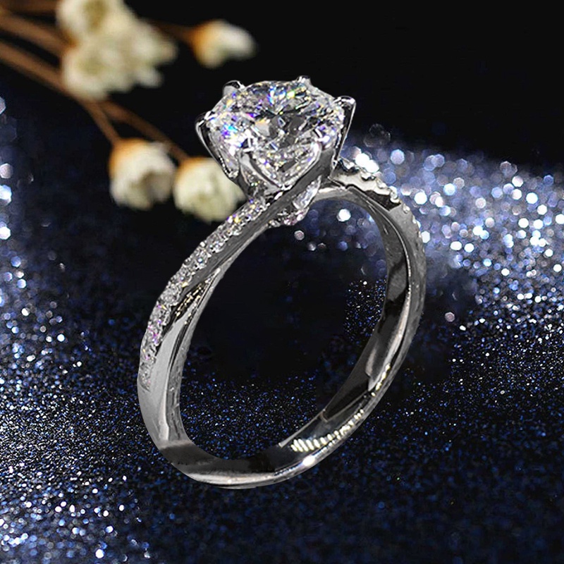 Fancyqube Cincin Zircon Desain Snowflake Bahan 925 Silver Untuk Wanita