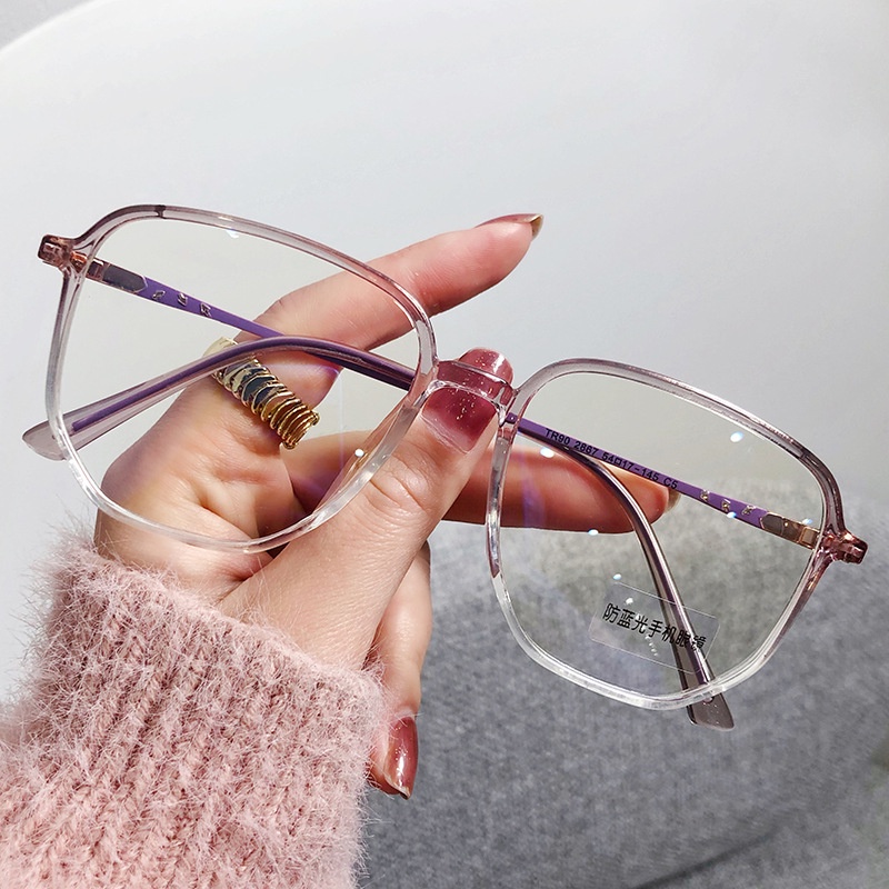 Kacamata Poligon Anti Blue Light TR90 Gaya Korea Untuk Wanita