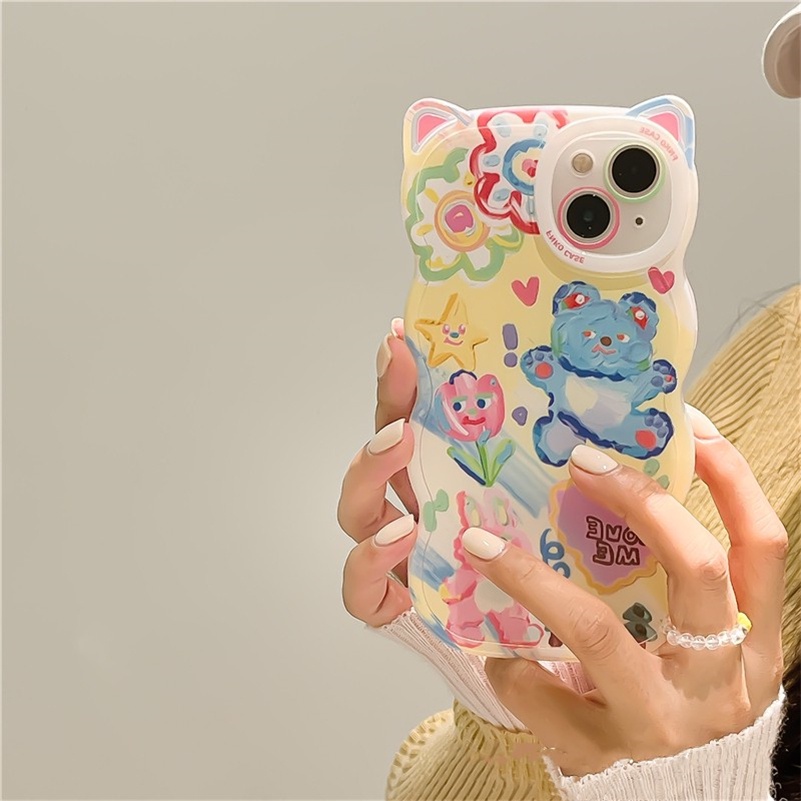 Soft Case Silikon Motif Lukisan Cat Minyak Beruang Untuk iPhone 14 13 12 11 Pro Max X Xr Xs Max 8 7 6 6s Plus