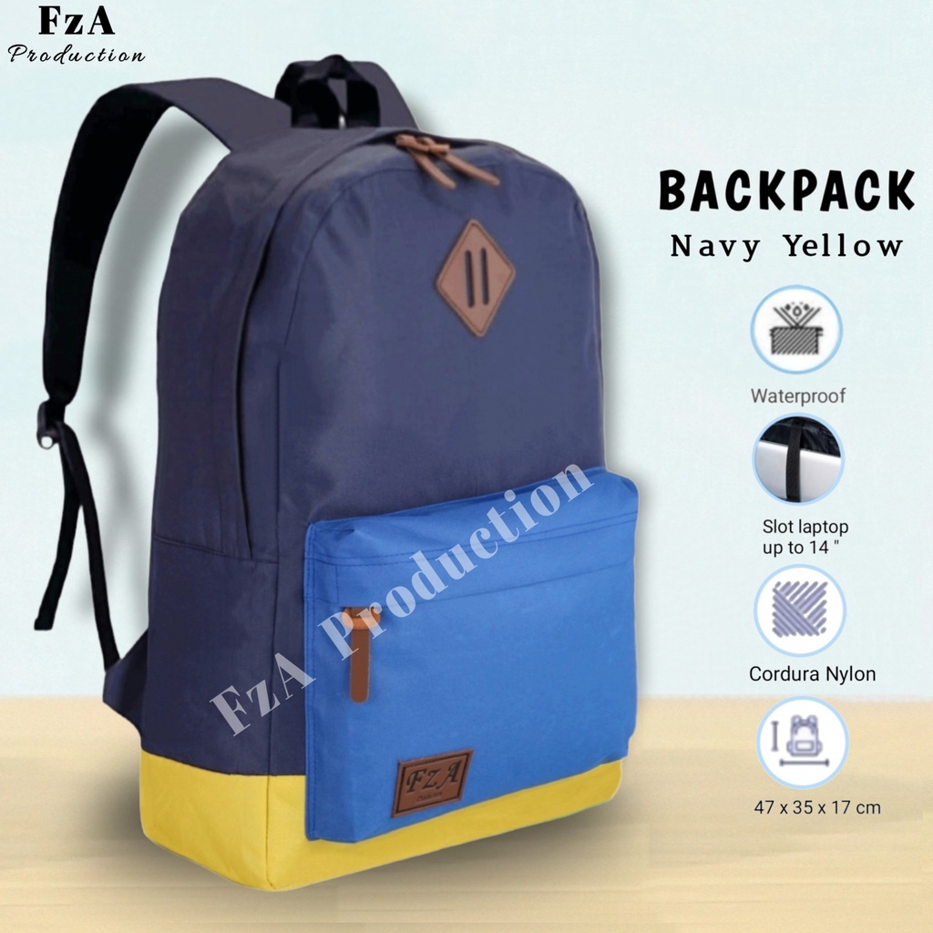 Tas Ransel Punggung Distro Casual Pria Wanita / Tas Ransel Laptop Original - FzA Gratis Jam Tangan Sport