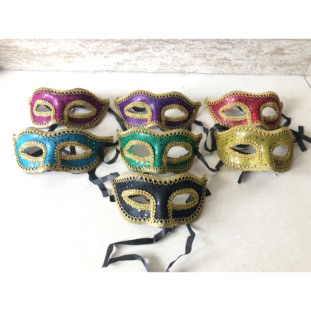 Topeng Renda Emas (banyak warna) / Topeng Pesta / Masquerade / Halloween/ Party Mask/ Women Mask/ Topeng Wanita/ Topeng Pria/ Pesta Kostum