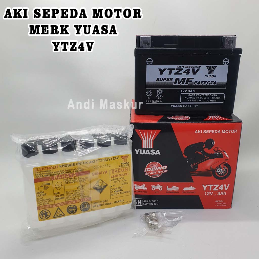 YUASA YTZ4V Aki Sepeda Motor Aki kering motor Karisma,Beat,Mio,Vario,Vixion