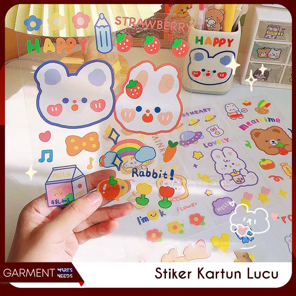 

KERTUN - Sticker Kartun Lucu kelinci Aesthetic Dekorasi Buku Journal Botol Laptop Box