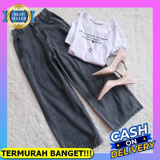 Celana Jeans Panjang Wanita Terbaru//Celana Cutbray Wanita Kaki Belah Samping//Celana Jeans Wanita K