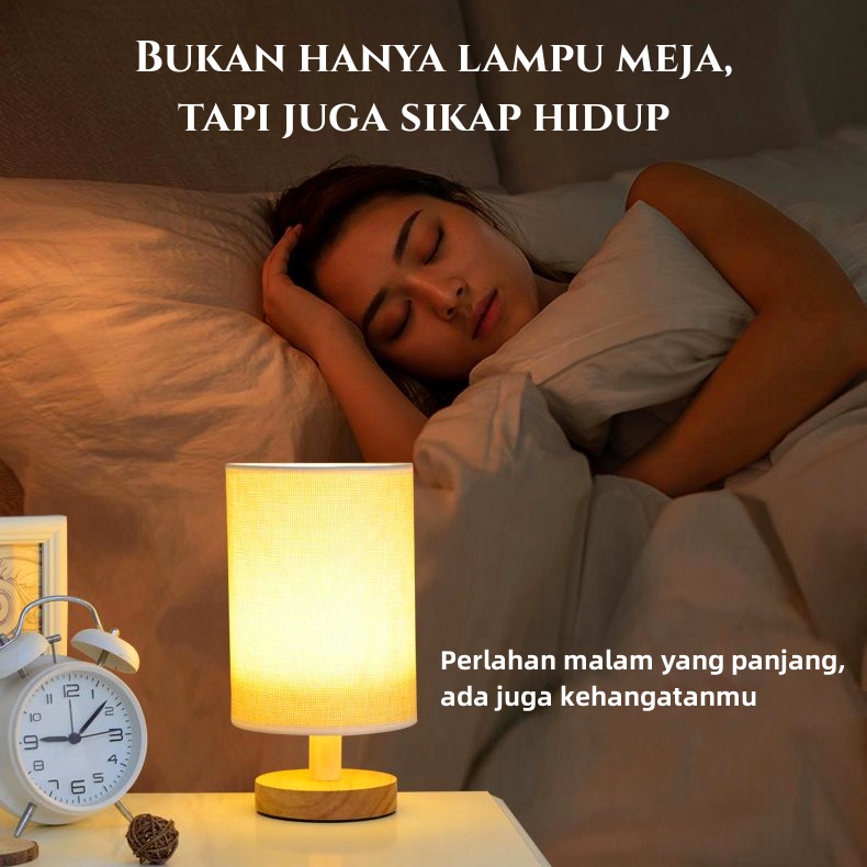 Lampu Meja LED Lampu Tidur Tiga Warna Lampu Retro LED Lampu Bedroom Lampu Remote Lampu Jepang COD