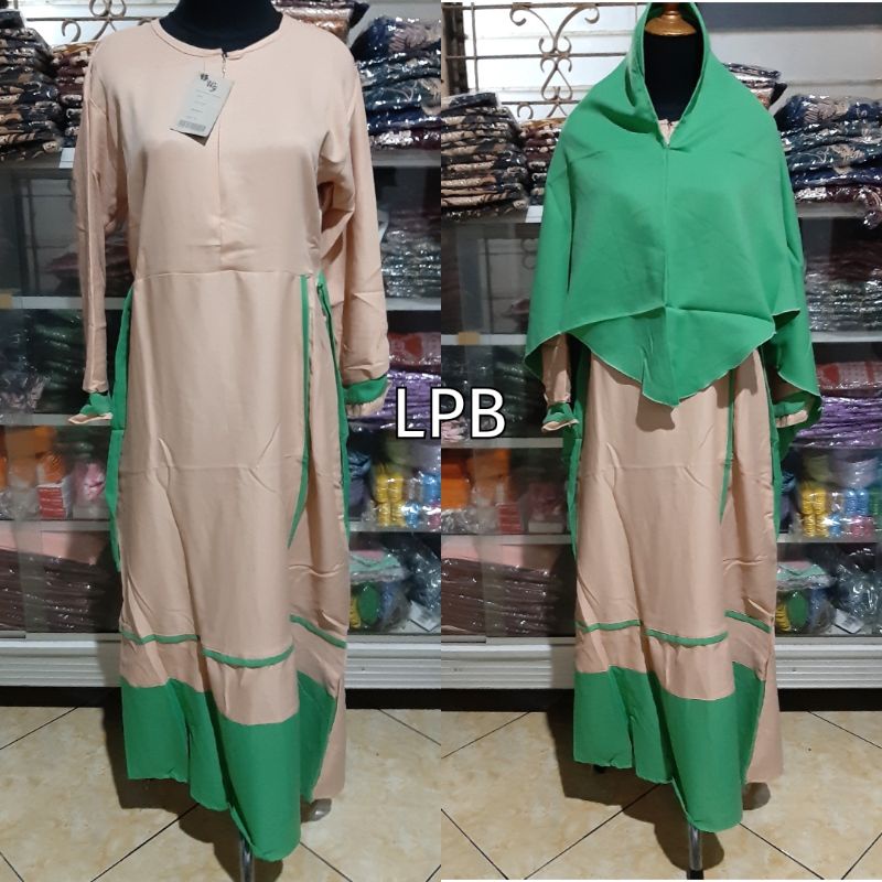 Gamis Set Hijab Jilbab / Fashion Muslim Moscrepe #11