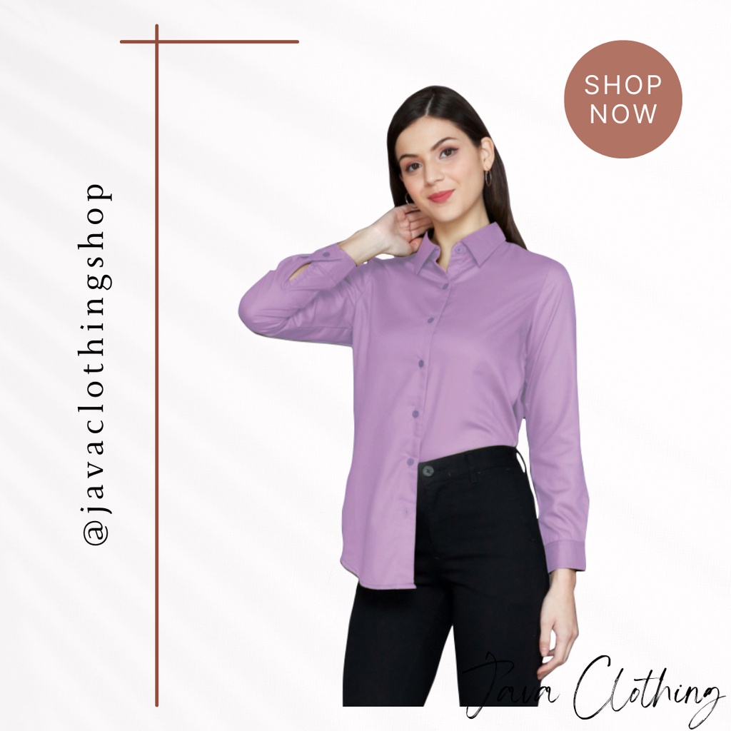 Kemeja atasan blouse wanita lengan panjang polos korean style korea formal terbaru 2022 kekinian ori