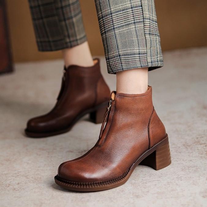 Korea Cantik Kulit Asli Sepatu Martin Boots Wanita Cewek PDH Kuliah