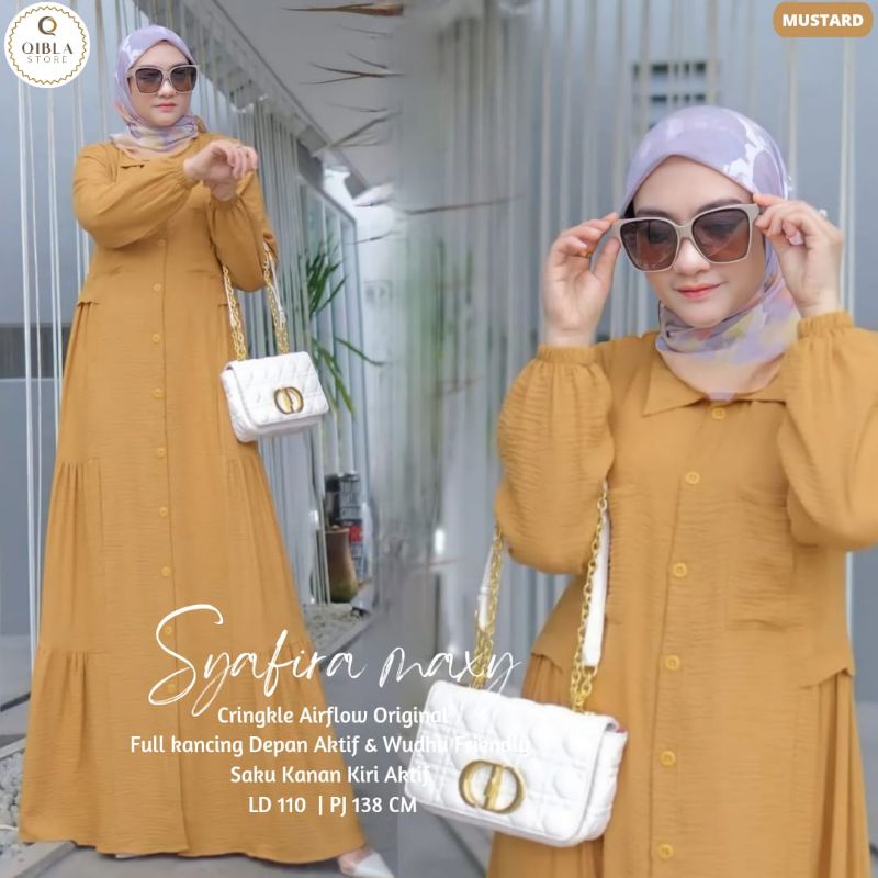 Gamis busui crincle airflow / Syafira maxy Dress by Qibla