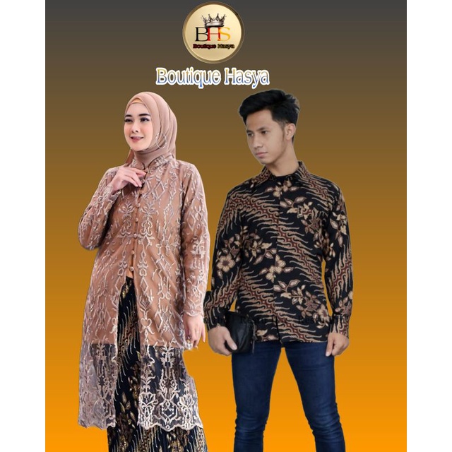 Stelan Kebaya Tunik Batik Couple Modern Terbaru Outfit Pasangan Kondangan Wisuda by Hasya