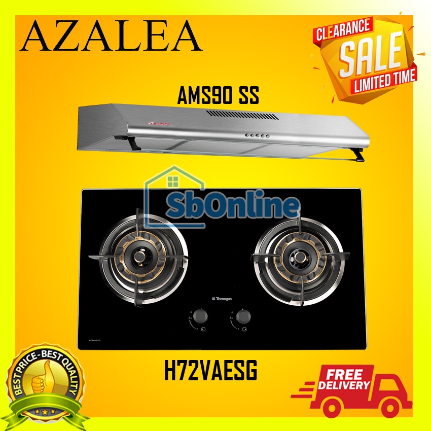 Paket Kompor Tecnogas Azalea Kompor H72VAESG dan Cooker Hood AMS90 SS