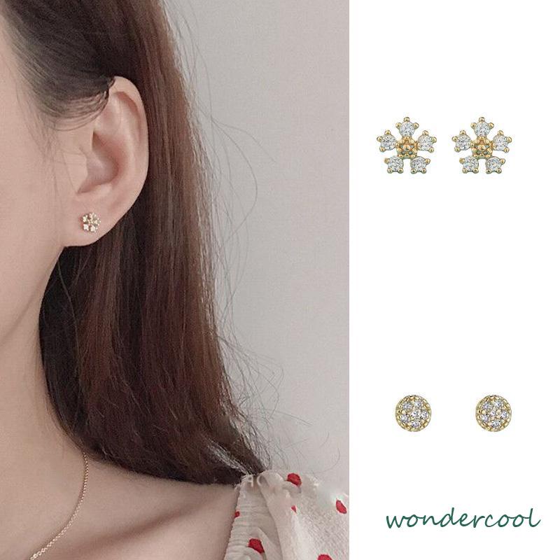 Anting Pejantan Kristal Berlian Titanium Steel S925 Untuk Wanita-Won
