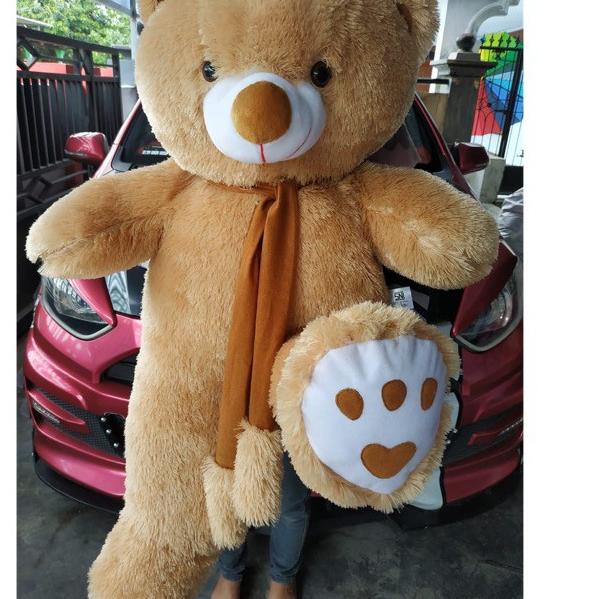 Paling Laris Boneka teddy bear jumbo / boneka beruang jumbo syal telapak pink muda /GROSIR BONEKA JU