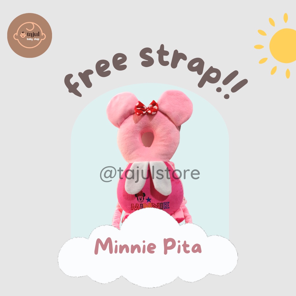 Bantal Pelindung Kepala Bayi Edisi Kartun Disney Minnie Pita+Strap