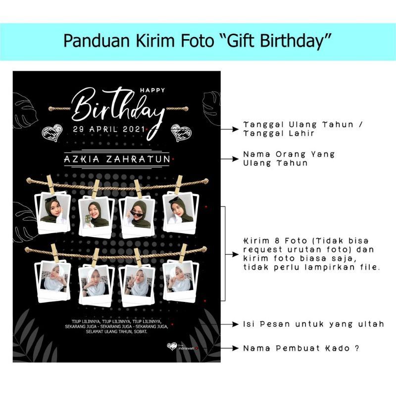 Desain + Cetak Gift Foto Hadiah Ulang Tahun