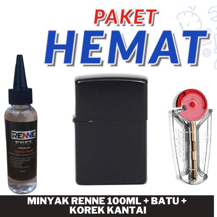 Promo Minyak Plus Batu Plus Korek Api Kantai Hitam Polos