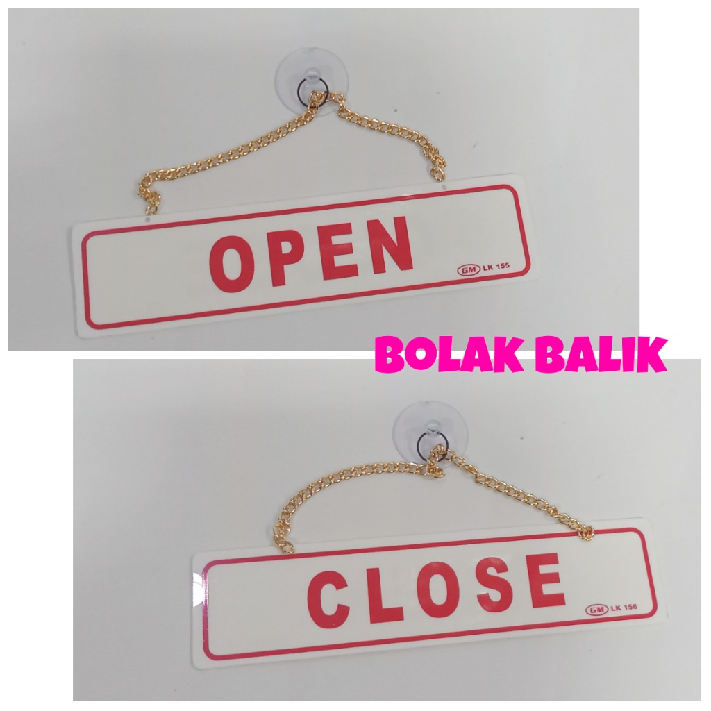 

MINI papan tulisan OPEN CLOSE sign tanda kecil BUKA TUTUP plat sign board label gantung di pintu jendela kaca murah