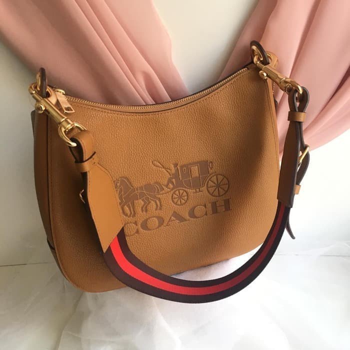 Coach Bag Jes Leather Hobo Brown Light Saddle- Tas Coach Original 100%
