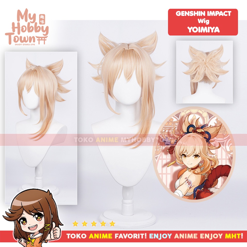 Wig Cosplay Anime Game Genshin Impact : Yoimiya Rambut Palsu