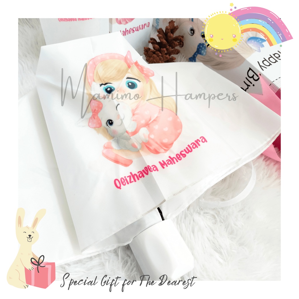 Custom Payung Lipat Putih atau Souvenir Payung Custom - By Mamimo