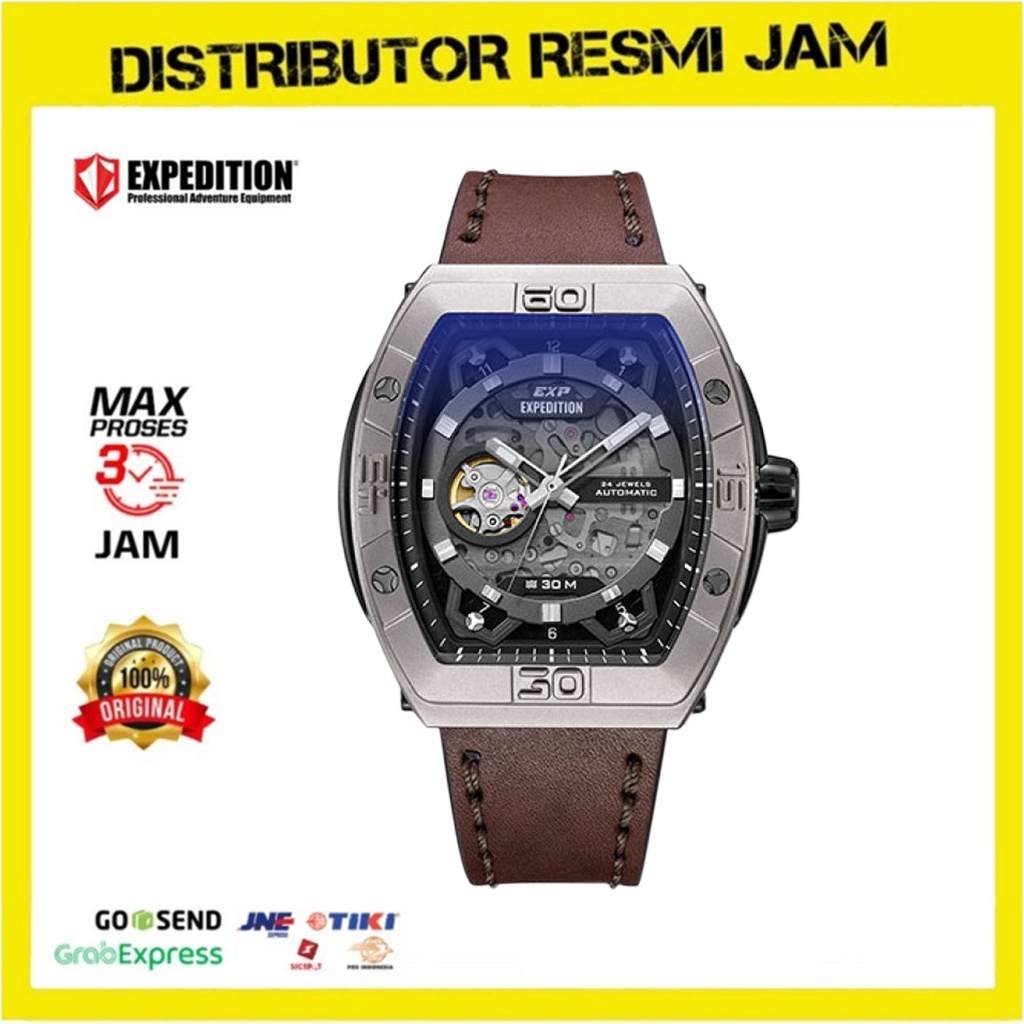 Jam Tangan Pria Expedition E 6800 MA E6800 MA Dark Brown Silver