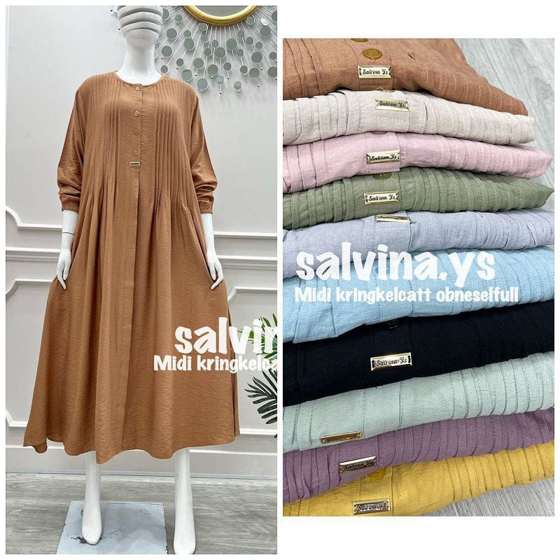 Midi dress polos kringkle salvin / midi dress busui ORI salvina ys