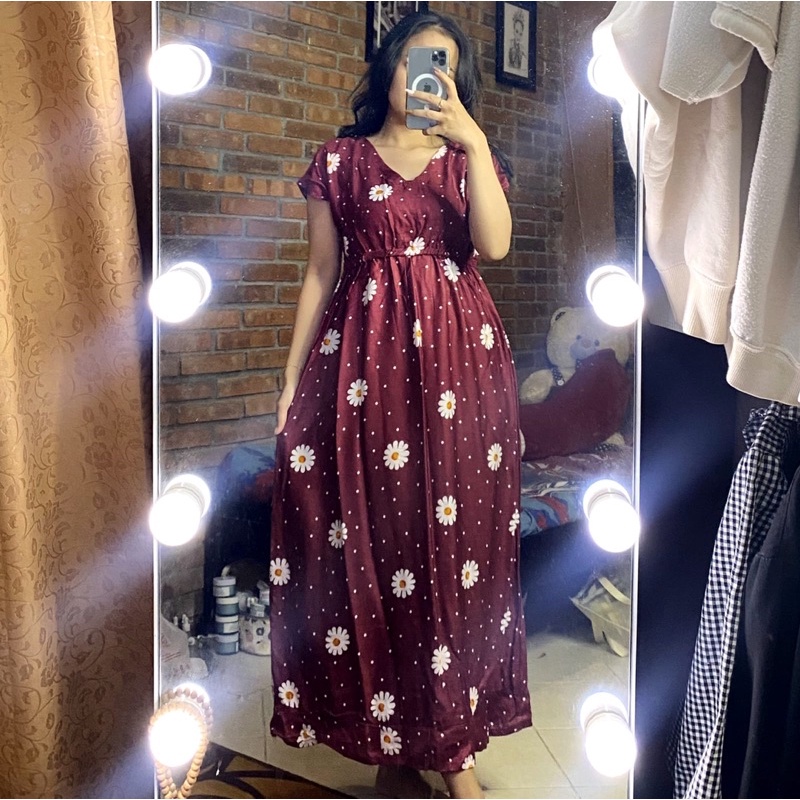 Sapasara - Daster Bali Manohara Panjang Semata Kaki Bahan Rayon Adem LD 100 Busui Friendly Resleting Dada Etalase 1