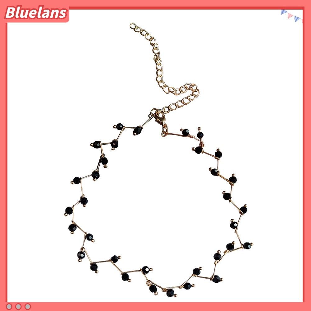 Bluelans Fashion Wave Chain Black Beads Charm Choker Party Short Necklace Women Jewelry
