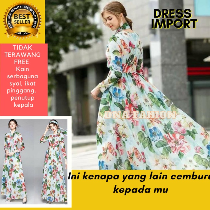 GAMIS Baju Wanita Long Dress Maxi Import Bangkok Premium Gamis Gaun Panjang - M remaja brukat dewasa