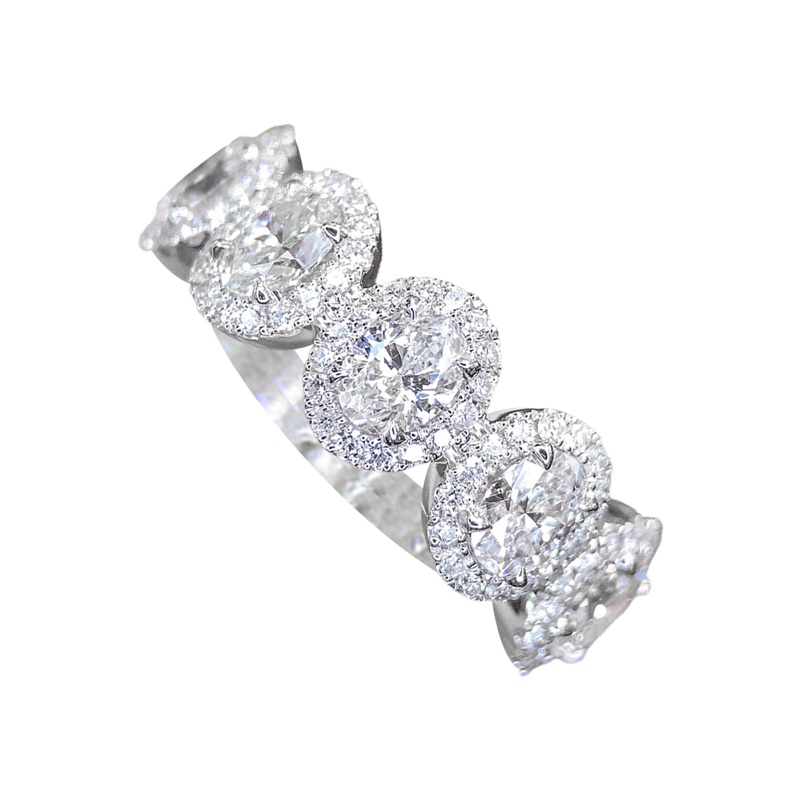 Fancyqube Cincin Cubic Zirconia Bentuk Oval Warna Silver Untuk Wanita