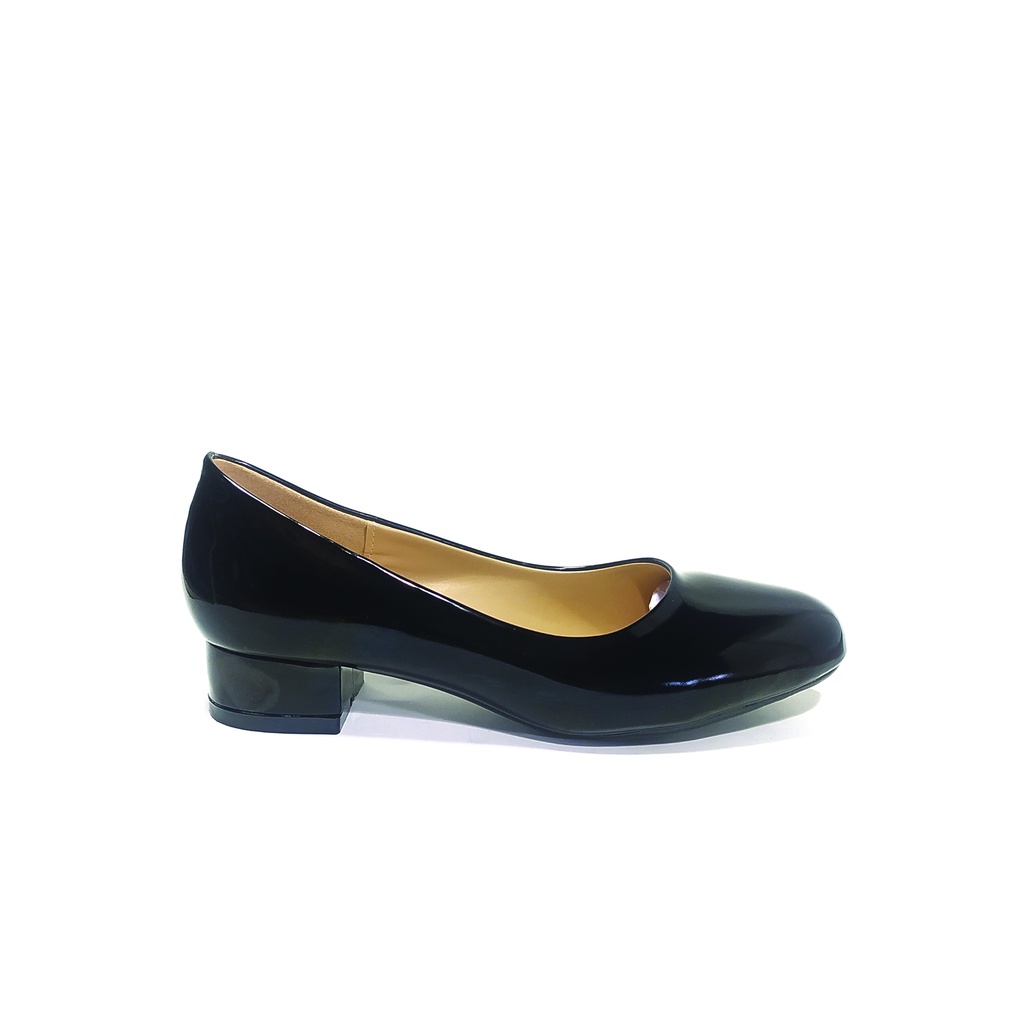 Workswell Sepatu Kerja Wanita Low Heels 3cm Kode SCOLL-3 Warna Hitam Glossy