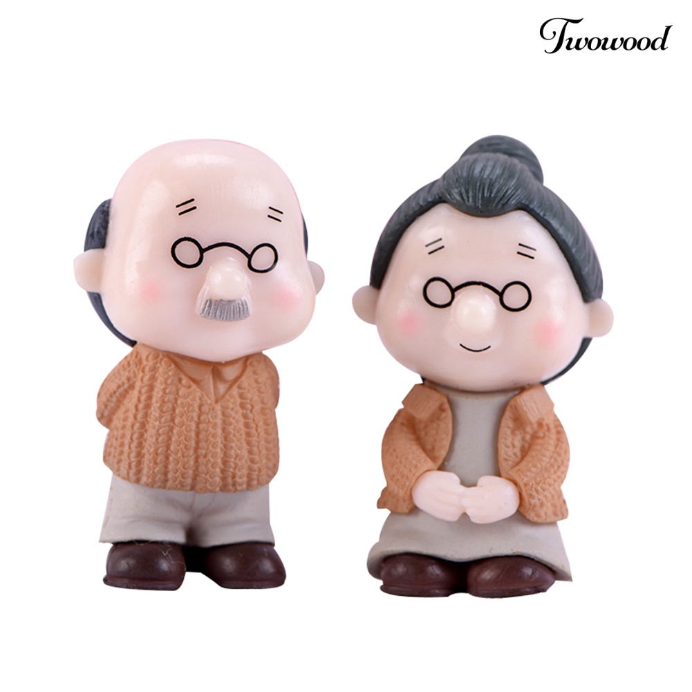 2 Pcs Miniatur Pasangan Kakek Nenek Untuk Dekorasi Taman Bonsai