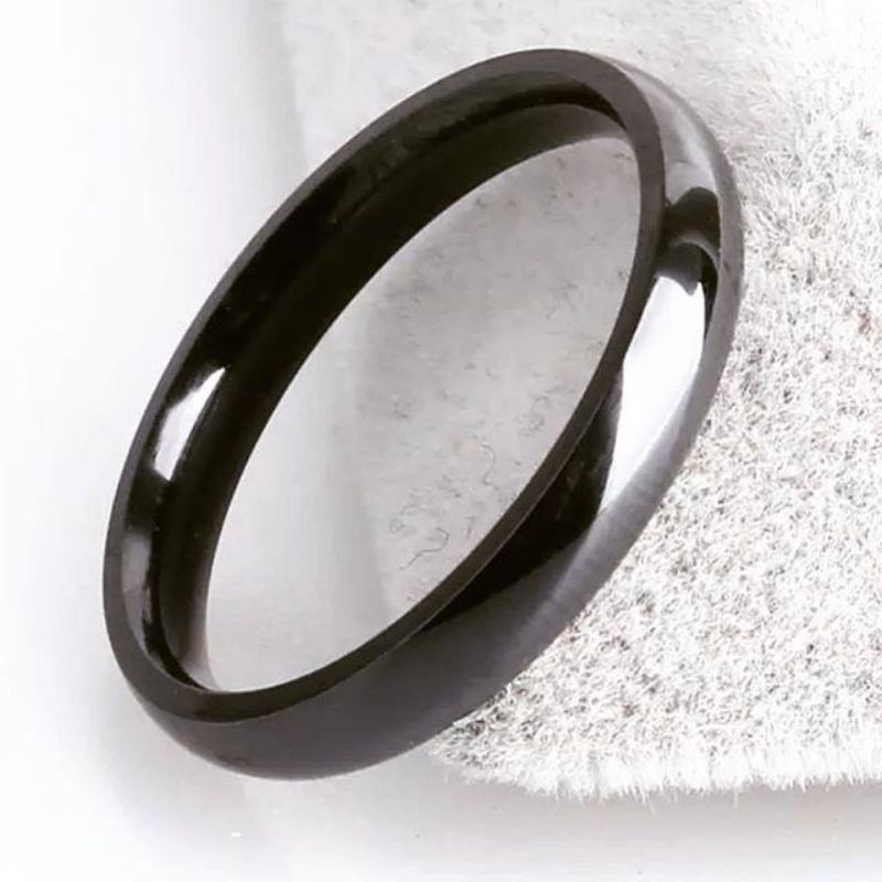 Cincin Titanium Hitam Polos Tipis 3 mm|2 mm|1 mm CINCIN COUPLE PRIA WANITA TERLARIS