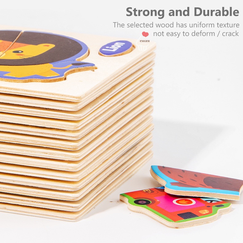 Small Simple Wooden Puzzle | Puzzel Kayu Kecil Sederhana / Mini | Kosakata Hewan Binatang Kendaraan Transportasi Inggris English | Mainan Edukatif Edukasi Anak Balita Bayi Murah