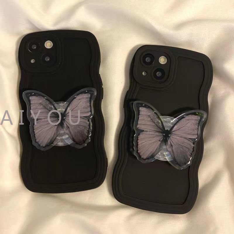 Case Pelindung Penuh Tahan Banting Desain Butterfly Stand Holder Untuk IPhone 14 13 12 11 Pro Max X XS XR