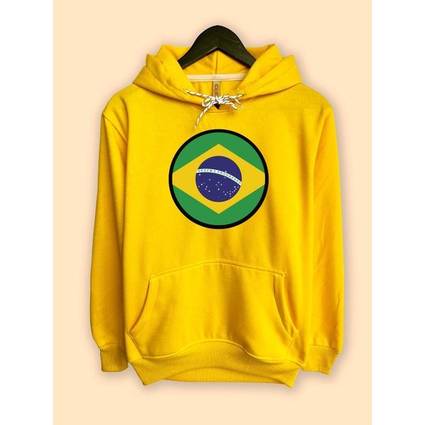 Jaket Hoodie Pullover CAMOE Brazil Flag Bendera Brasil
