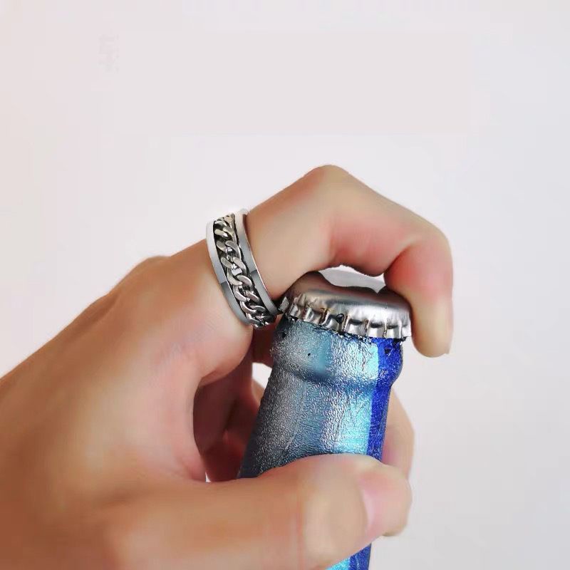 CINCIN KEREN YAG LAGI VIRAL!!BISA BUKA BOTOL  Cincin Titanium Steel Model Rantai Twist  Untuk Unisex / Pria / Wanita