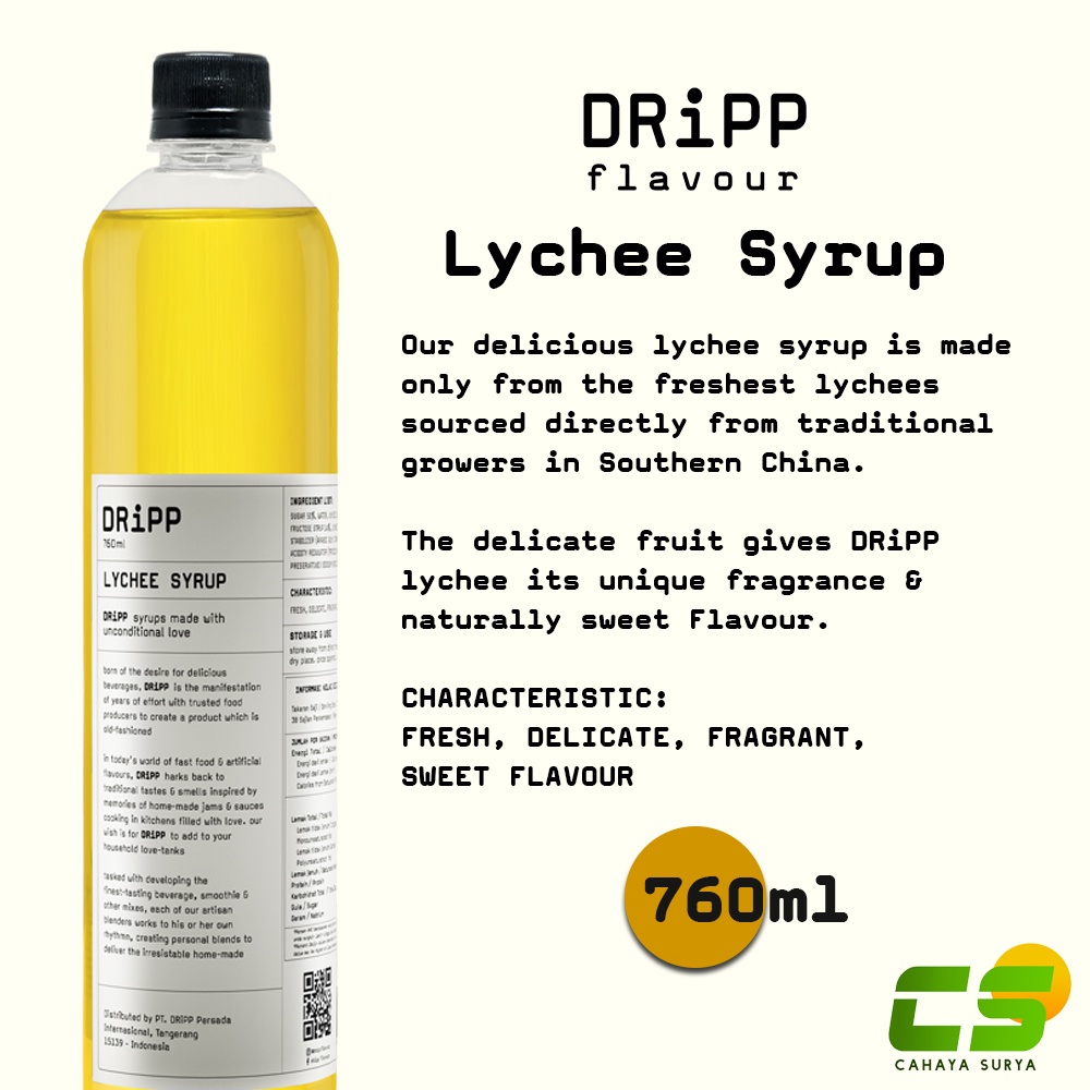 

Dripp Sirup / Syrup - Lychee Syrup 760 ml ( Sirup Leci )