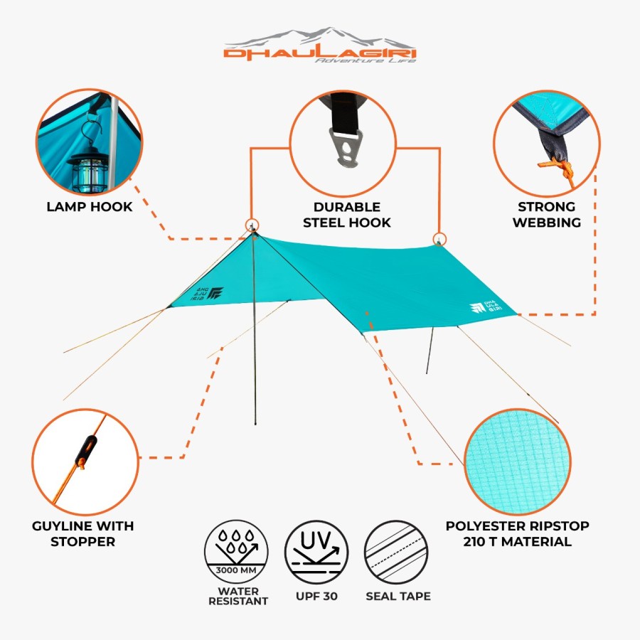 Flysheet 3x4 Dhaulagiri Tenda Bivak Survival Include Pasak Tali