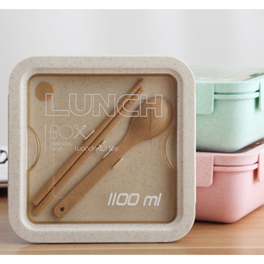 KOTAK MAKAN /LUNcH BOX / BEKAL MAKAN / TEMPAT MAKAN BENTO 1100 ML JERAMI BPA PREE