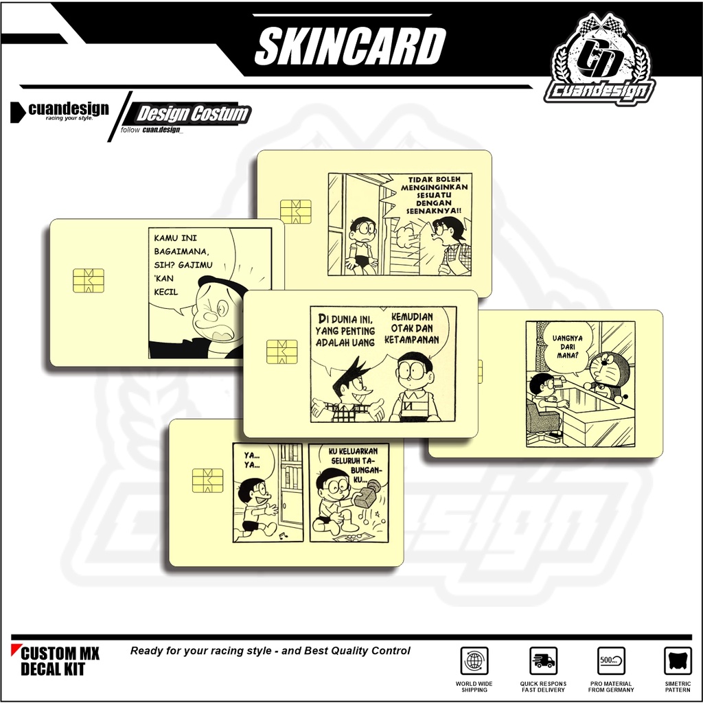 MOTIF DORAEMON STIKER PELINDUNG KARTU SKIN CARD ATM SIM KTP E-MONEY STICKER LEM KUAT ANTI GORES ( SK