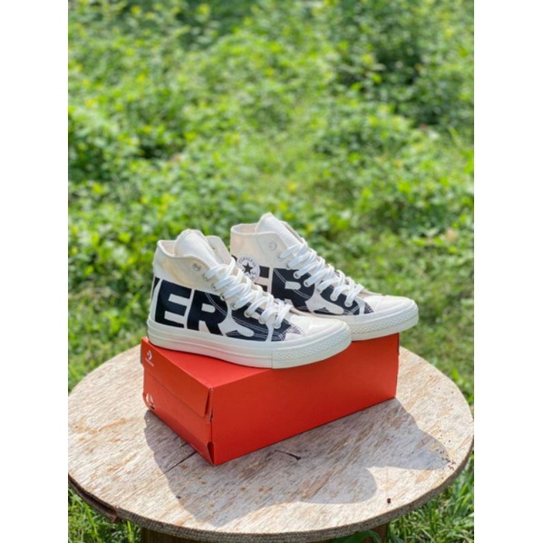 [BISA COD] CONVERSE 70'S HIGH LOGO FRONT WHITE BLACK